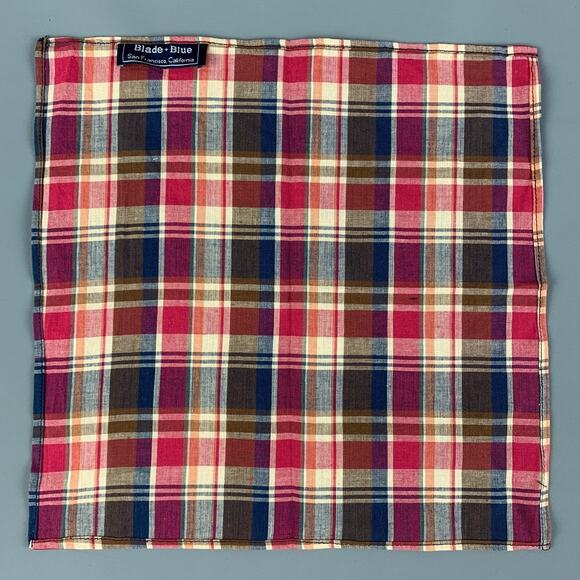 BLADE+BLUE Size One Size Multi-Color Plaid Cotton Pocket Square - Picture 2 of 3